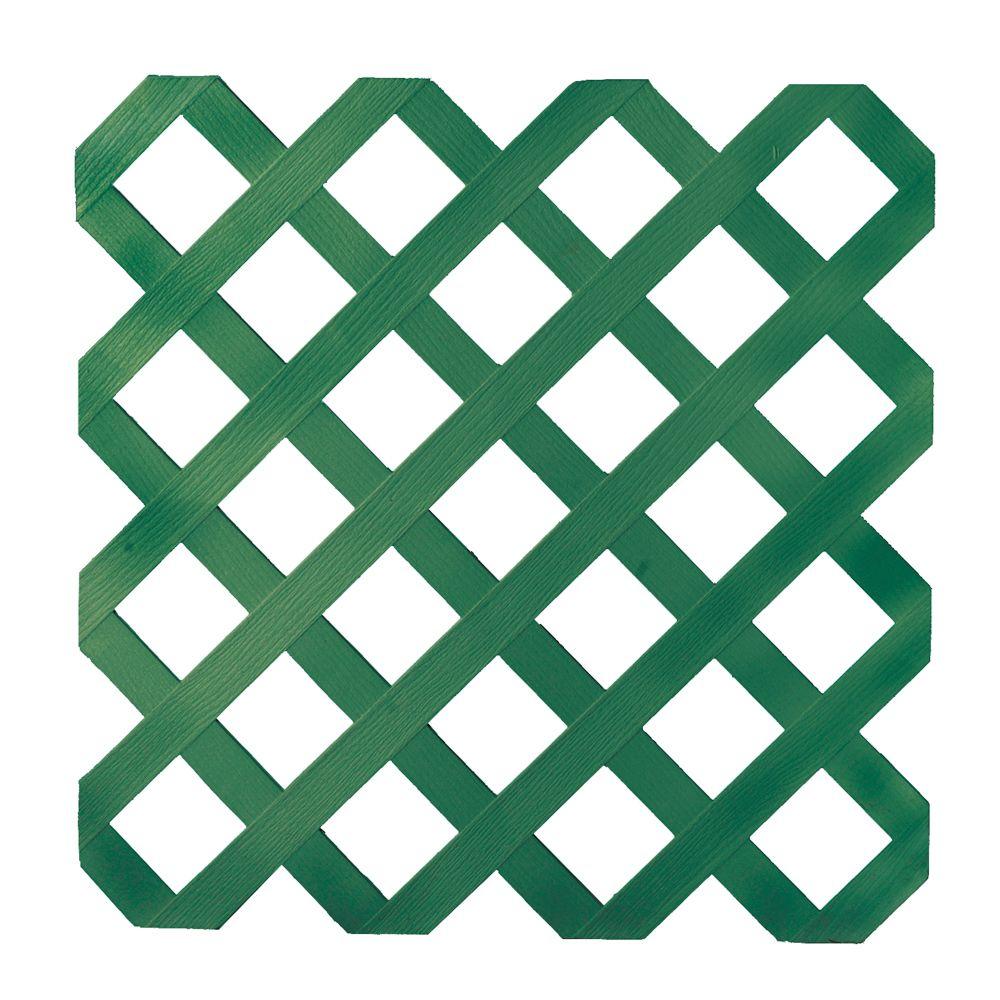 79910 Classic Lattice, 8 ft L, 4 ft H, Diamond Mesh, 2-3/4 in Mesh, Plastic, Green