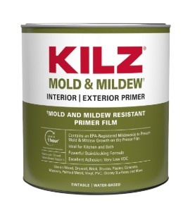 L204614 KILZ Mold & Mildew Interior/Exterior Primer, Sealer & Stainblocker, White, 1-Quart, Water Base