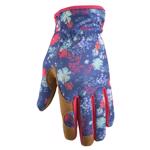 7753L-925 Work Gloves, Women's, L, Terry Cloth Brow Wipe Thumb, Open, Shirred Cuff, Leather Hybrid/Spandex