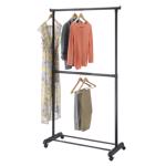 6898-10159 Adjustable Garment Rack, 37-1/4 in W, 70-1/4 in H, Metal, Black