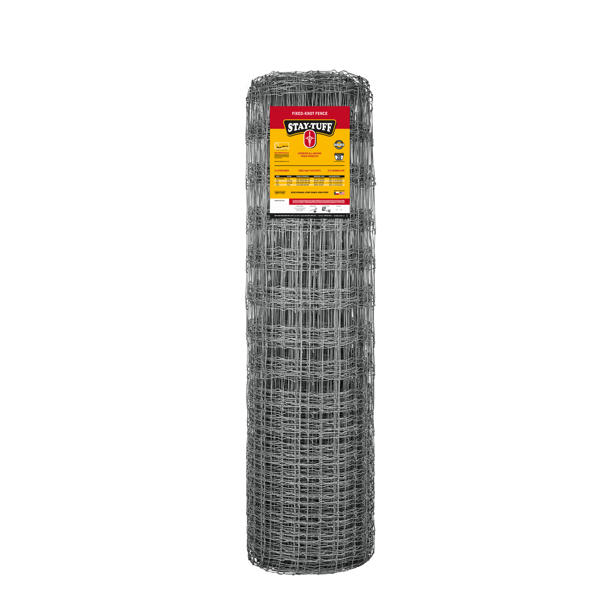 ST-860 Fixed Knot Fence, 330 ft L, 75 in H, Galvanized
