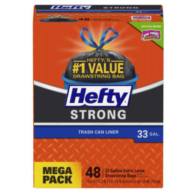 Hefty Strong Large Trash Bags, 33 Gallon, 48 Count
