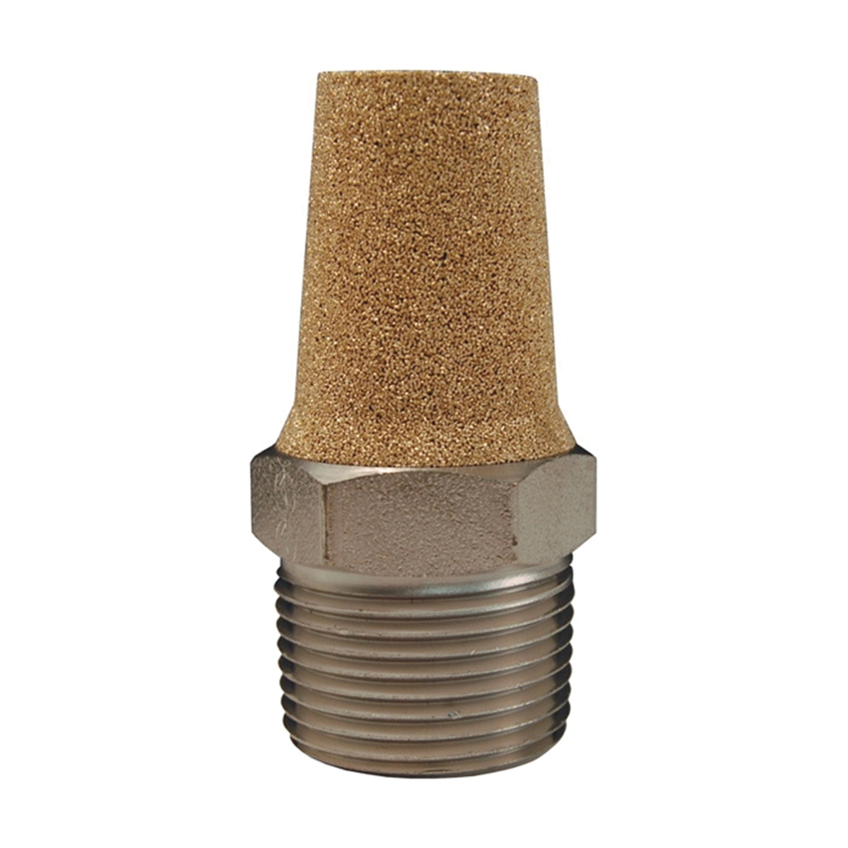 Conical Muffler, 3/8 in Fitting, MNPT Connection, Steel, Nickel