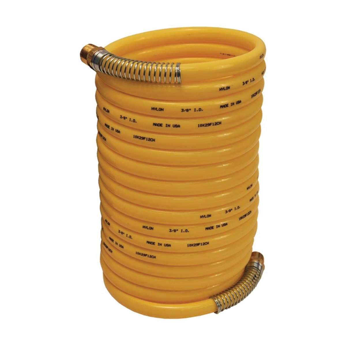 Approved Supplier U204910 Self-Storing Air Hose, 1/4 in ID, 25 ft L Hose, Nylon Hose, Yellow Hose