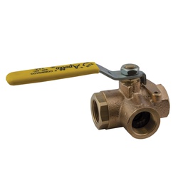 1/4 APOLLO 70-601-10-57 BRZ 3-WAY THRD BALL VALVE W/ SS LEVER & NUT - OXYGEN CLEANED