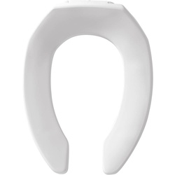 BEMIS 1955SSCT WHITE ELONGATED OPEN FRONT LESS COVER PLASTIC TOILET SEAT WITH SELF-SUSTAINING CHECK HINGES (CHURCH 295SSCT)