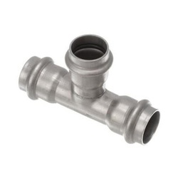 Viega 4018 Series 80690 Tube Tee, 1-1/2 in Press x 1-1/2 in Press x 1/2 in Press, Stainless Steel