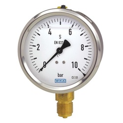 2-1/2 -30IN HG - WIKA (9767002) - 213.53 1/4NPT LM BRASS INTERNALS PRESSURE GAUGE - SS CASE LIQ-FILLED