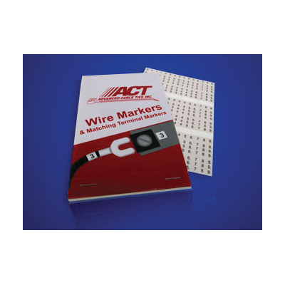 ACT AL-MARK-01 Wire Marking Booklet, 1-1/4 in W, 0 to 9, Vinyl, White Background