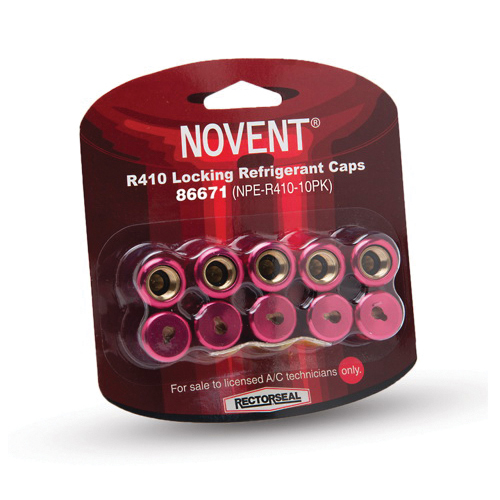 AIRTEC™ NOVENT® NP-R410 EA Refrigerant Locking Cap, 1/4 in, Aluminum/Brass/Neoprene, Pink