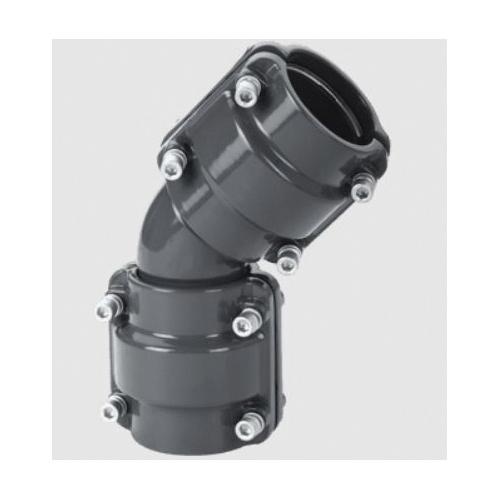 AIRPIPE USA #2004 - 25 mm (1in) Equal 45deg Elbow - Pre-Assembled with (2) Union Connectors