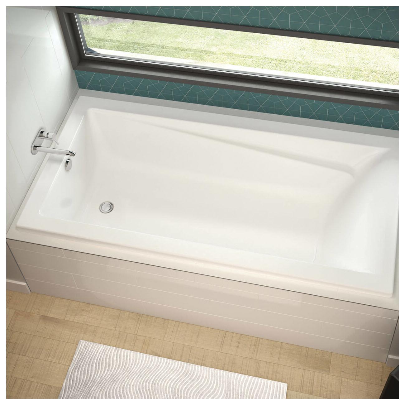 MAAX® Exhibit Professional Series 71-7/8 inch L x 42 inch W x 18 inch D 59 - 78 gal End Drain Acrylic Bathtub, White