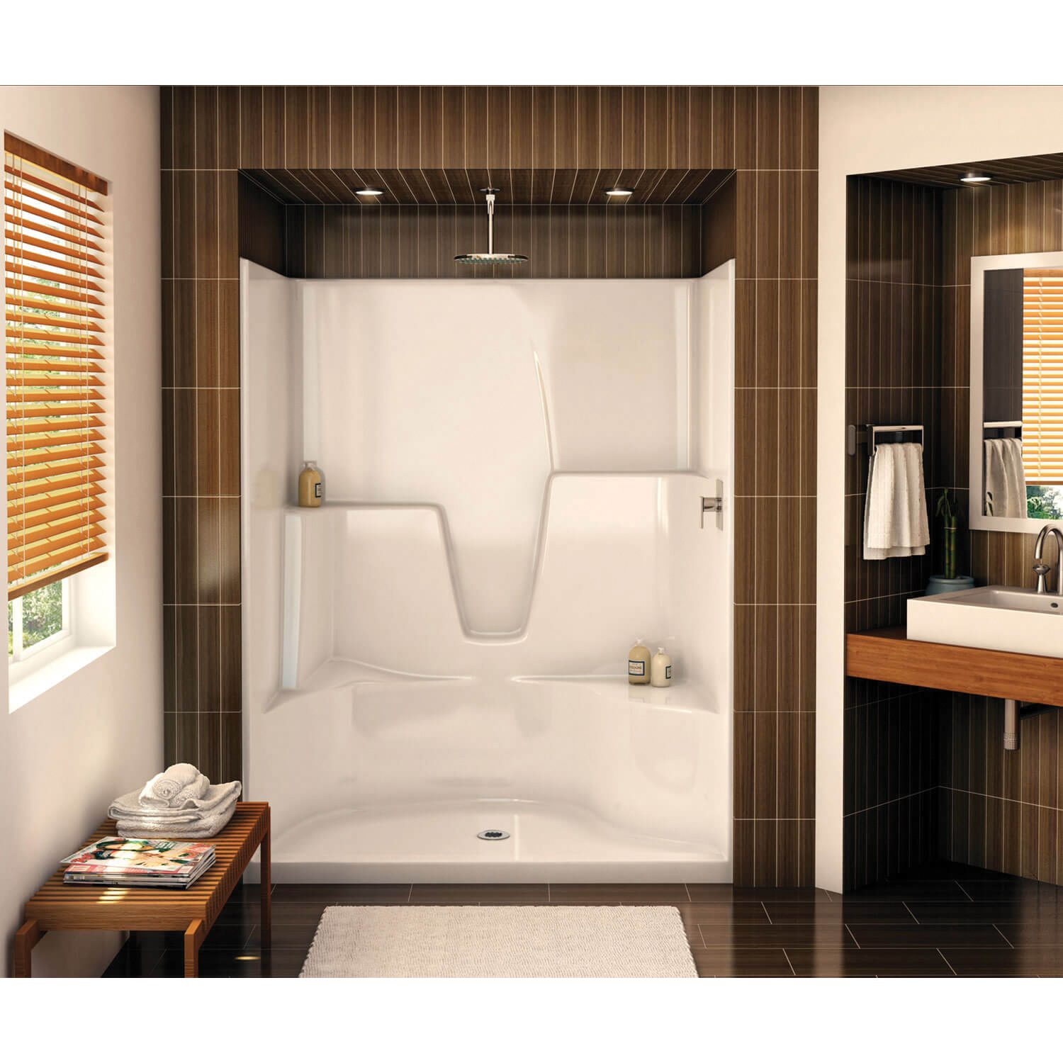 AKER® BY MAAX 141036-AFR/R-000-002 Shower, 60 in OAL, 36 in OAW, 76-1/2 in OAH, AcrylX™