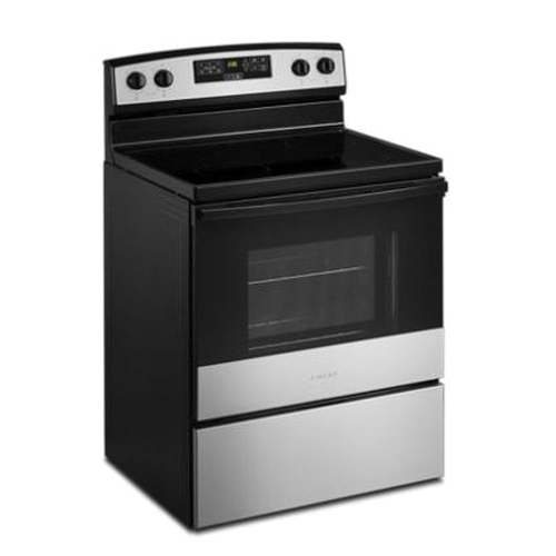 AMANA® AER6303MMS Electric Range With Extra-Large Oven Window, 4 -Burner, 120 V, 24-1/2 in Oven Interior Width