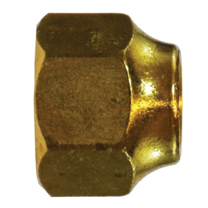 AMC® 04018-06 Short Forged Nut, 3/8 in Nominal, Flare Connection, 45 deg, Brass