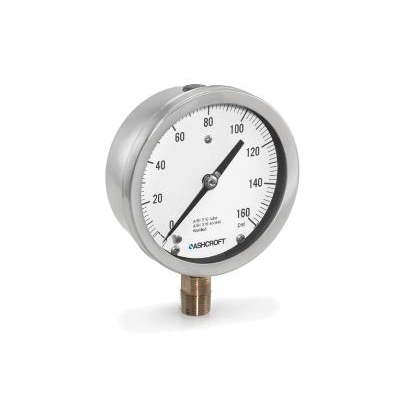 ASHCROFT® Duralife® 251009AW02LV/15# Compound Pressure Gauge, 2-1/2 in Dial, 30 in Hg to 15 psi, 1/4 in, 15 psi