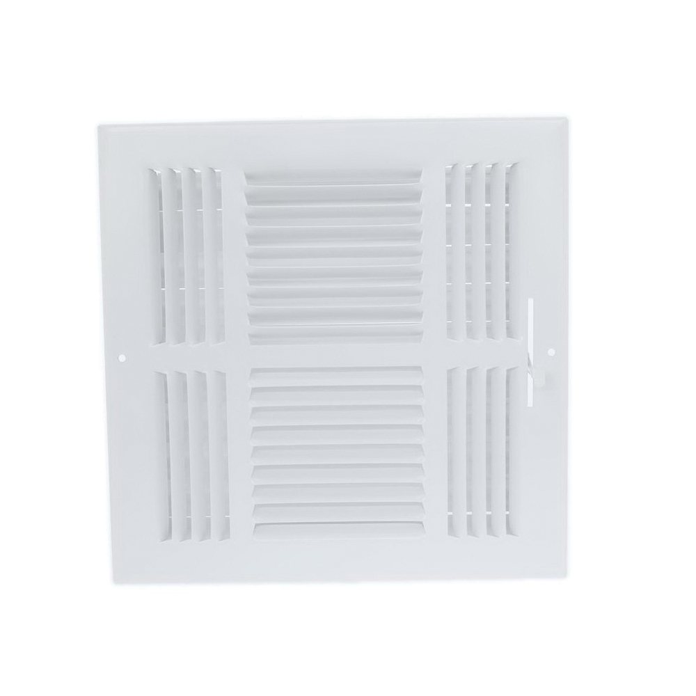AirMate® 190 01191212CW Sidewall/Ceiling Register, 12 x 12 in, 4-Way Deflection, Steel, White Enamel