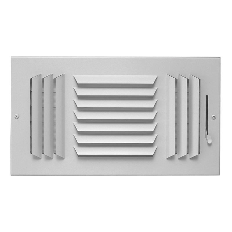 AirMate® 603M0804W Register With Multi-Shutter Damper, 8 x 4 in, 3-Way Deflection, Steel, Ceiling White
