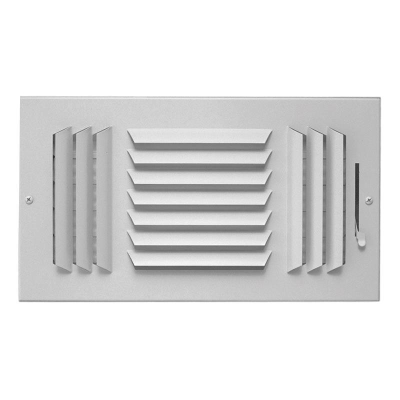 AirMate® 603M1006W Register With Multi-Shutter Damper, 10 x 6 in, 3-Way Deflection, Steel, White Enamel
