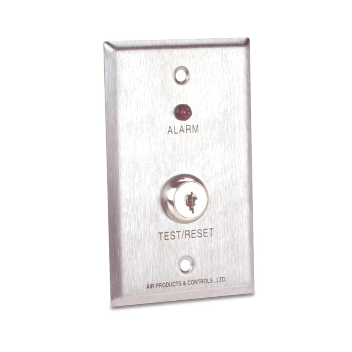 Air Products and Controls MS-KA/R Remote Accessory With Red Alarm LED and Key Test Reset, 69.85 mm W, Silver