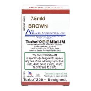 AMRAD Turbo 200® Series TURBO 200MINI Universal Motor Run Capacitor, MFD Rating: 2.5 to 15 uF, 370/440 VAC, Round