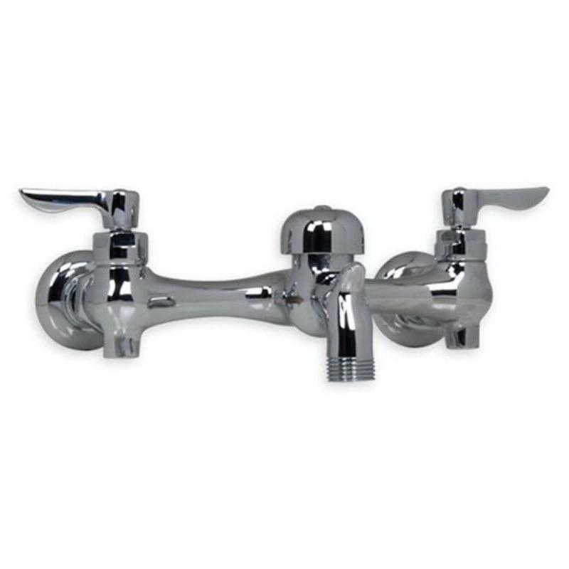 TeckÂ® Two Handle Cross Wall Mount Service Faucet In Rough Chrome