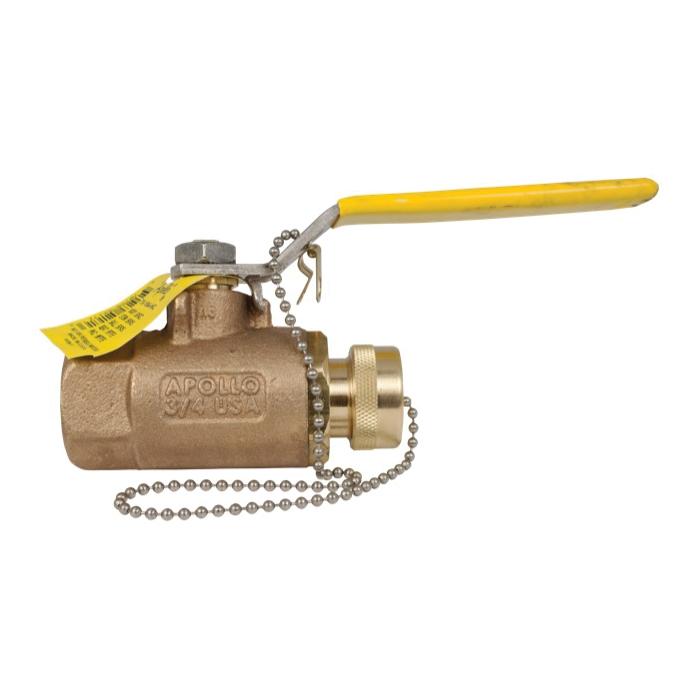 Apollo® 70-100-HC Series 70-104-HC 2-Piece Ball Valve With 3/4 in Hose Connection, 3/4 in, NPT x Hose, Bronze, 600 psi