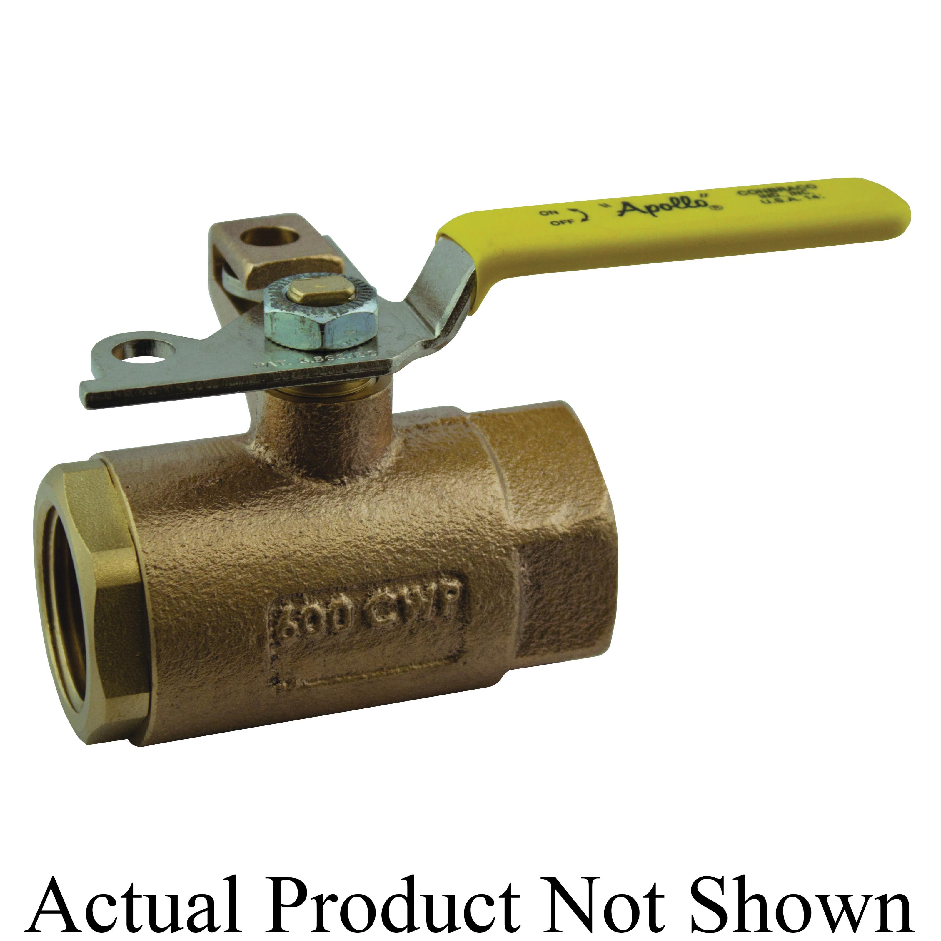 1-1/2 APOLLO 75-107-41 BRZ PAD LOCKING THRD 2PC STD PORT BALL VLV w/ AUTOMATIC DRAIN *NOT approved for potable water.