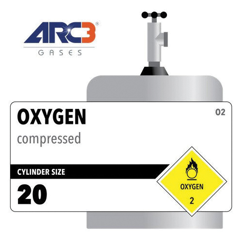 Arc3&reg; Gases G01OX020 Industrial Oxygen, 5-1/4 in Dia, 14 in H, 2000 psig, Steel Container