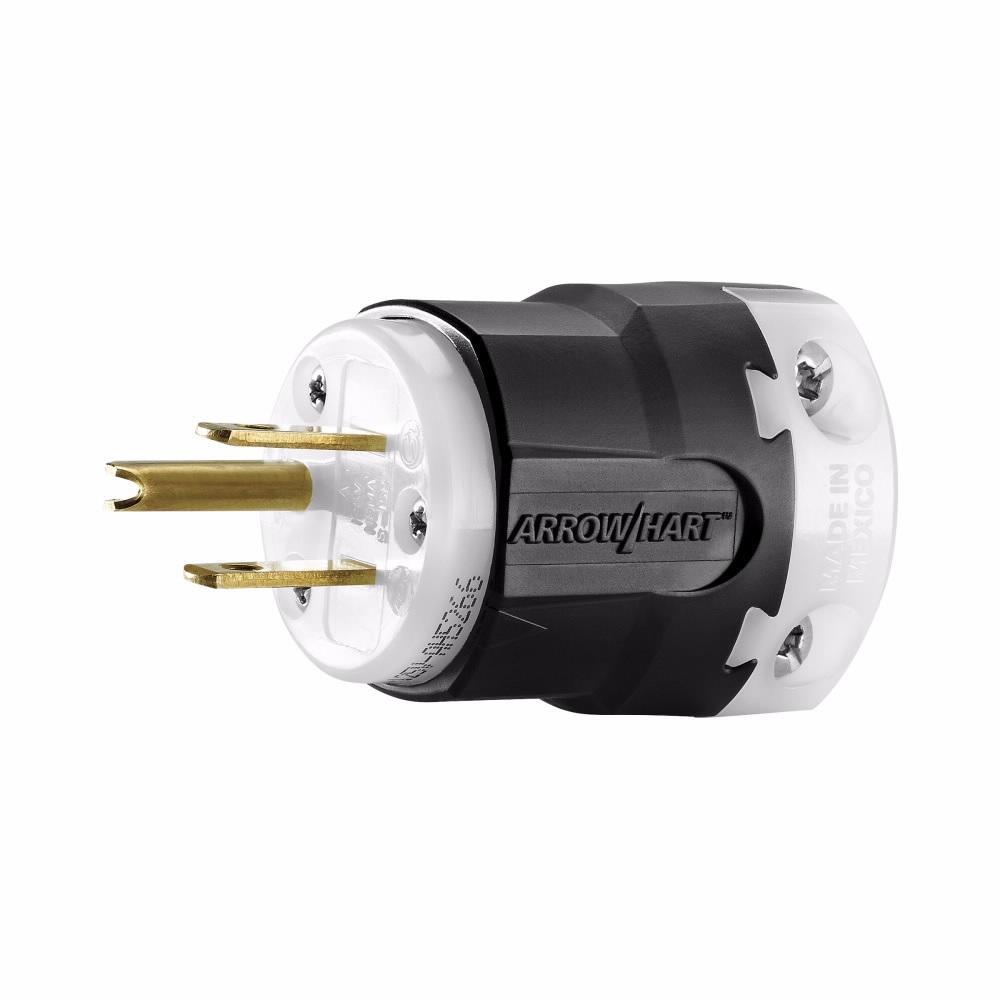 Arrow Hart AH5266 Blade Plug, 125 V, 15 A, 2 -Pole, 3 -Wire, Black/White, NEMA 5-15P