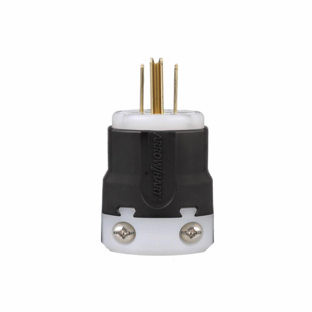 Arrow Hart AH5266 Blade Plug, 125 V, 15 A, 2 -Pole, 3 -Wire, Black/White, NEMA 5-15P