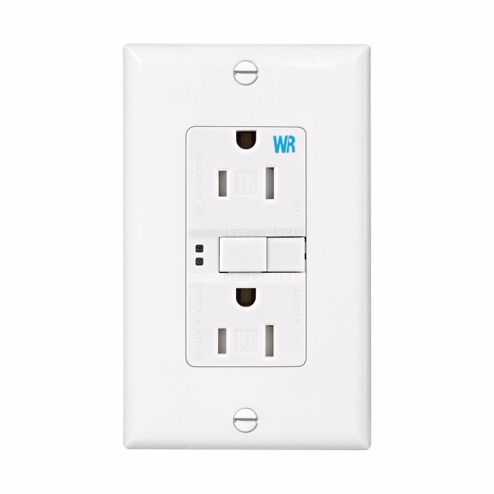 Arrow Hart TWRSGF15W Receptacle, 125 VAC, 15 A, 2 -Pole, 3 -Wire, White, NEMA 5-15R