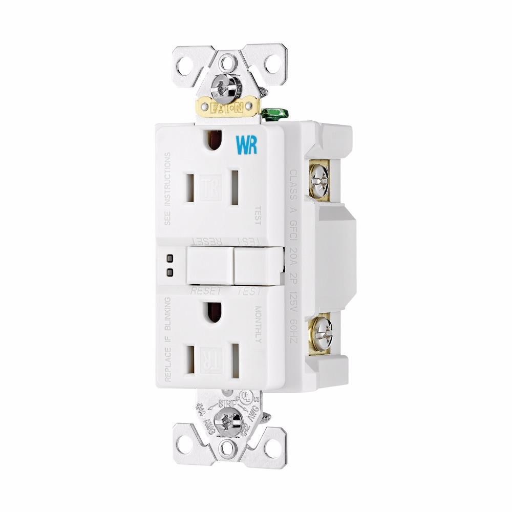 Arrow Hart TWRSGF15W Receptacle, 125 VAC, 15 A, 2 -Pole, 3 -Wire, White, NEMA 5-15R