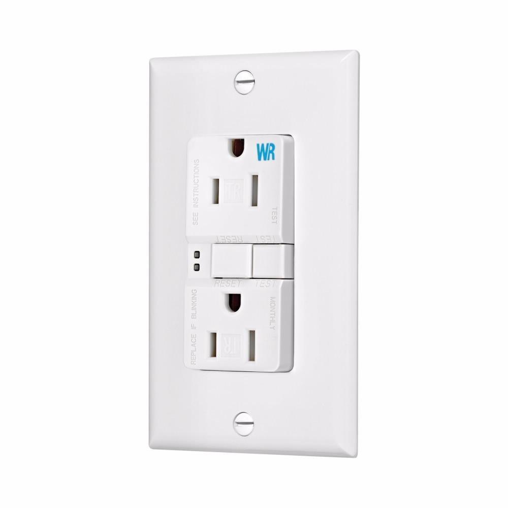 Arrow Hart TWRSGF15W Receptacle, 125 VAC, 15 A, 2 -Pole, 3 -Wire, White, NEMA 5-15R