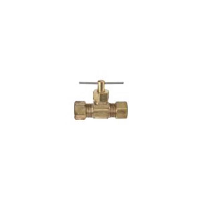 Brass Craft NV105-6 Brass Straight Needle Valve, Compression x Compression, 3/8 inch OD; 25/Pack