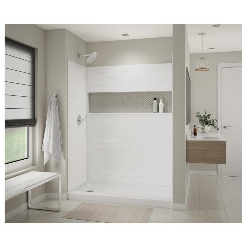 BOOTZ® ShowerCast 010-1101-00 Shower Base With Left-Hand Drain, Enameled, Left Drain Location, 60 in L, 32 in W