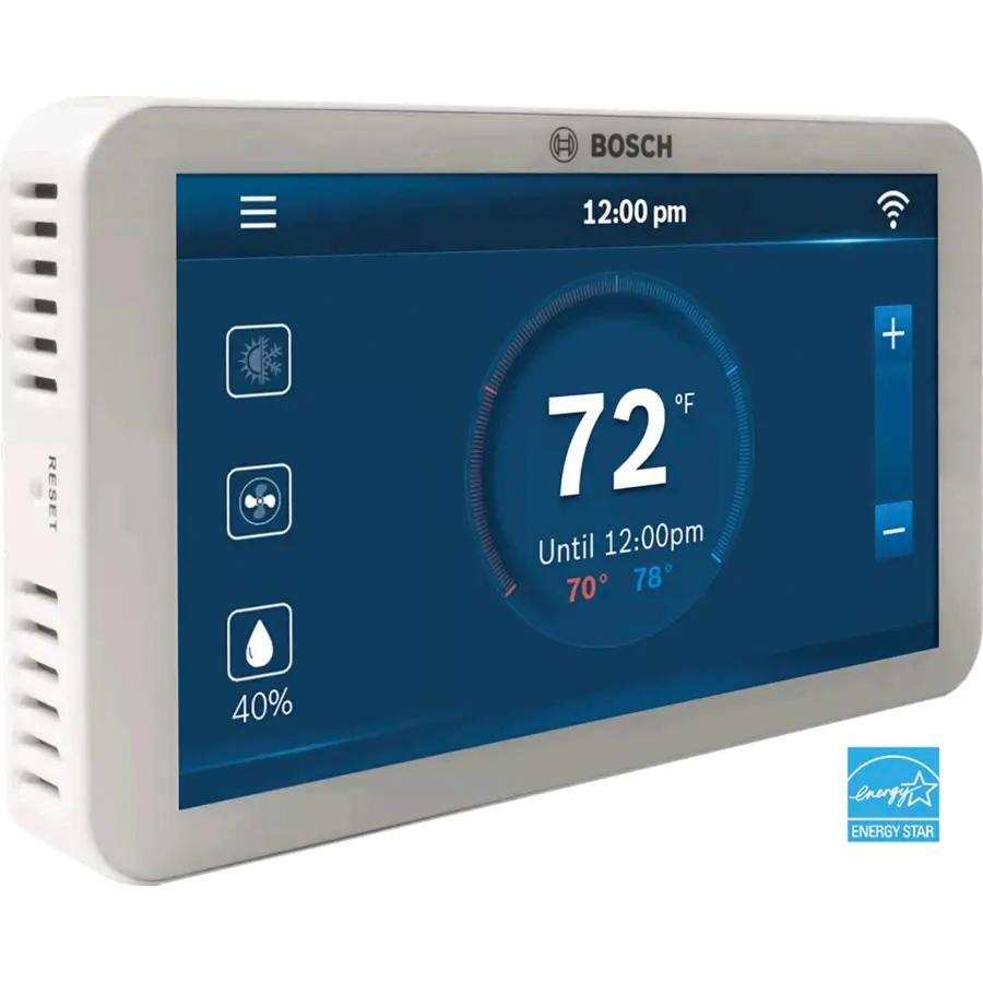 BOSCH BCC110 Wi-Fi Thermostat, 24 V, 1.5 A, 7 A, +/-1 deg F Accuracy, Touchscreen Display