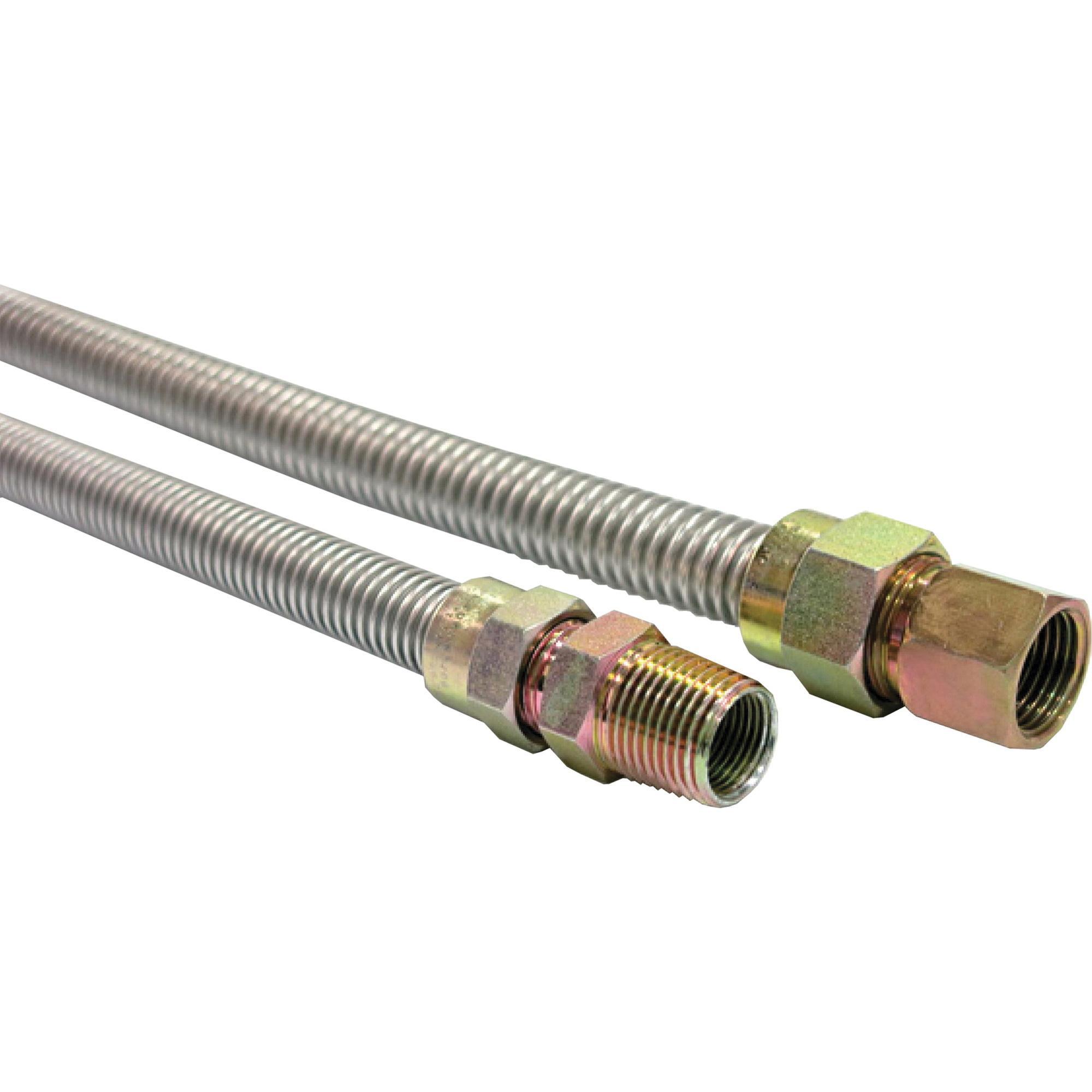 BRAMEC® EFGC Series 13127 Gas Connector, 1/2 in, 36 in L, 1/2 in ID, 5/8 in OD, FPT x MPT, 304 Stainless Steel
