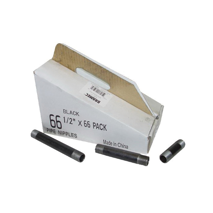 BRAMEC® 17503 Pipe Nipple Pack, 1/2 in, Carbon Steel, Black