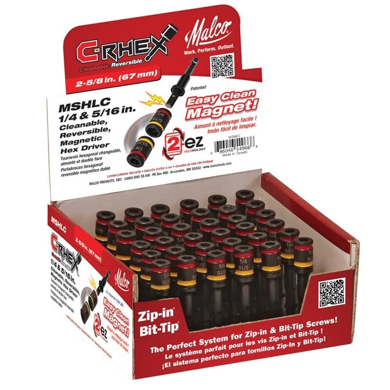 BRASS TRADITIONS C-RHEX® Series MSHLC Reversible Magnetic Driver, 1/4 in, 5/16 in Drive, Hex Drive, 2-5/8 in OAL
