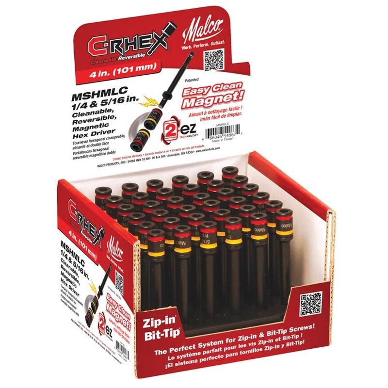 BRASS TRADITIONS C-RHEX® Series MSHMLC Reversible Magnetic Driver, 1/4 in, 5/16 in Drive, Hex Drive, 4 in OAL