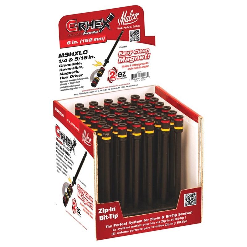 BRASS TRADITIONS C-RHEX® Series MSHXLC Reversible Magnetic Driver, 1/4 in, 5/16 in Drive, Hex Drive, 6 in OAL