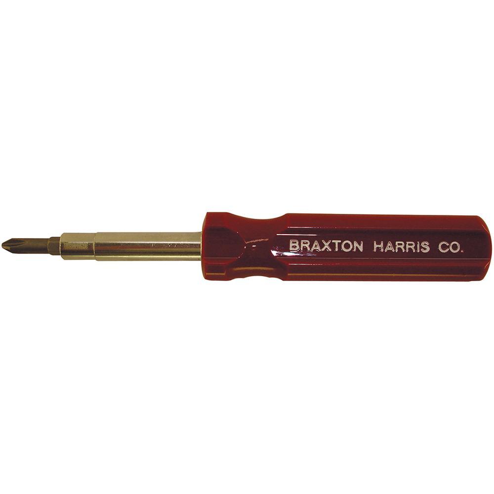 BRAXTON HARRIS 6WS 9-in-1 Screwdriver With Micro Lights and Magnet Retriever, Phillips, Slotted, Star Point