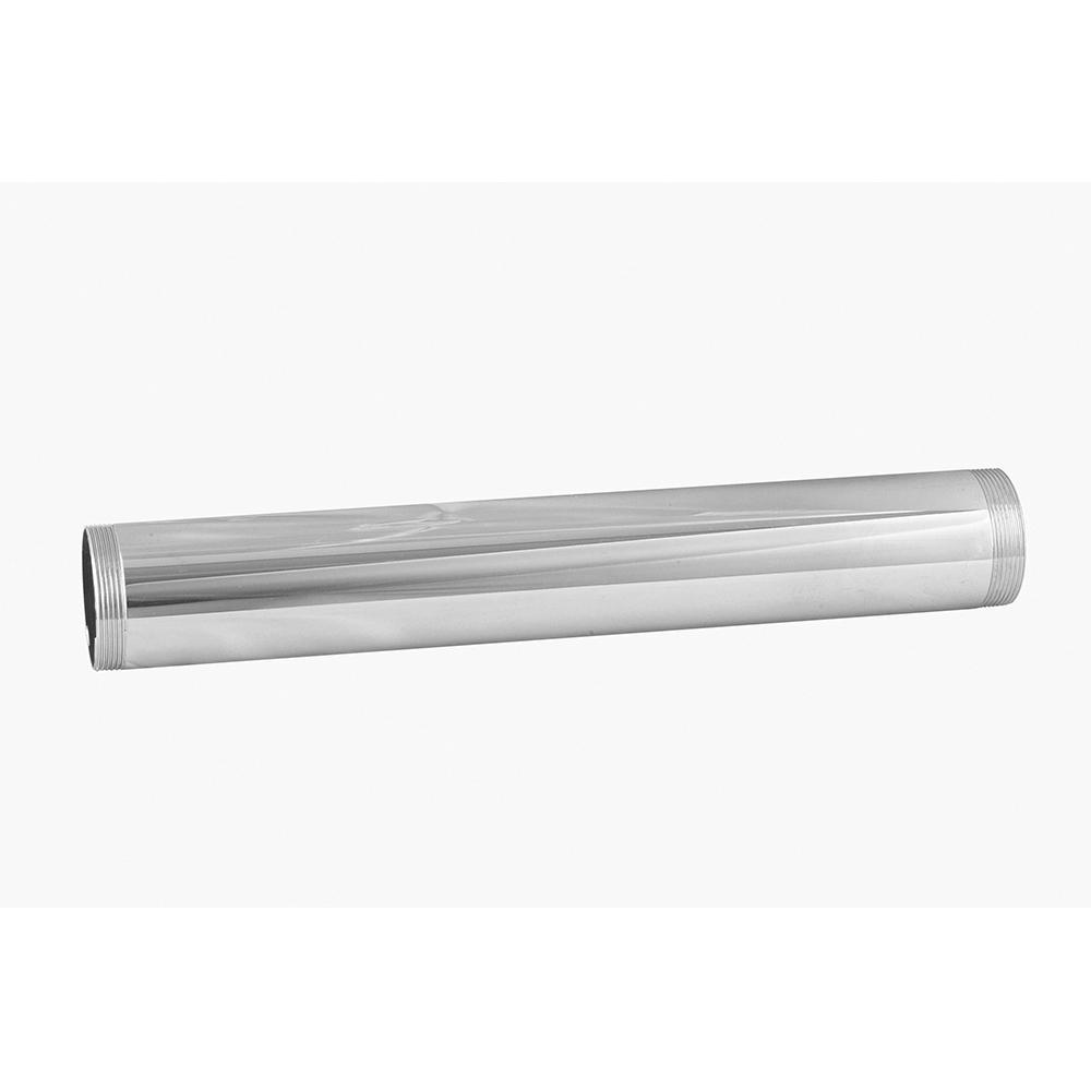 20 ga Brass Extension Tube, 1-1/4 inch x 12 inch, Threaded, Chrome Plated