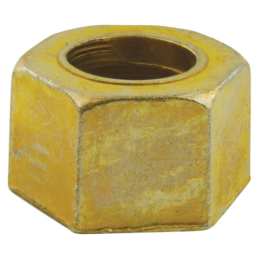 BRAXTON HARRIS BN12-916 Regular Basin Nut, 1/2-14 Thread, 9/16 in ID, Zinc