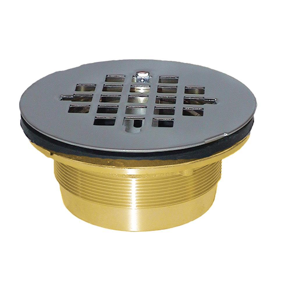 BRAXTON HARRIS BNCSD2 No-Caulk Shower Drain With Snap-In Strainer and Wrench, 2 in Nominal, 4-1/4 in Grid, Brass Drain