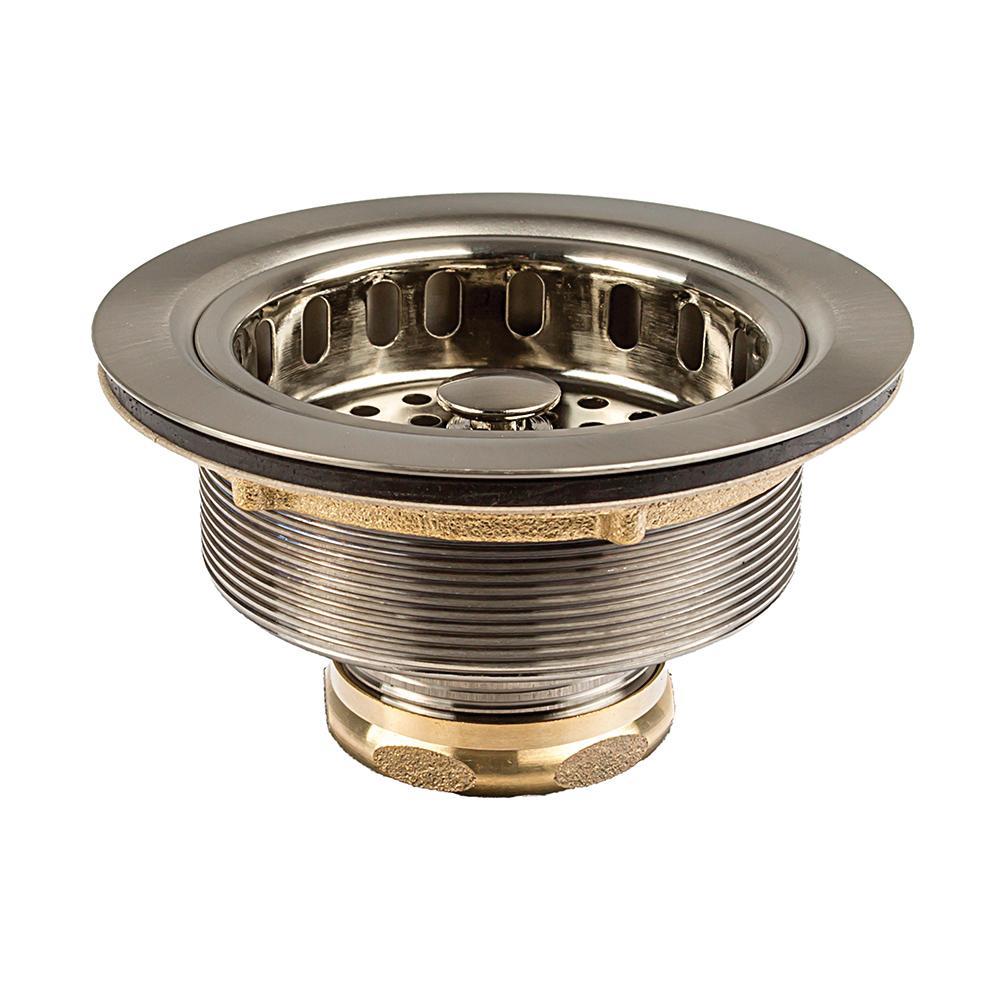 Braxton Harris Duo Solid Brass Basket Strainer, Satin Nickel