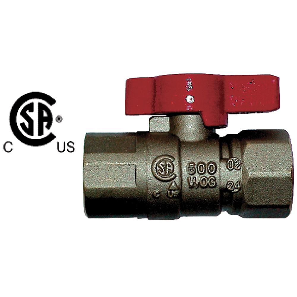 Brass Gas Ball Valve, 3/4 inch FPT x 3/4 inch FPT, Lever Handle