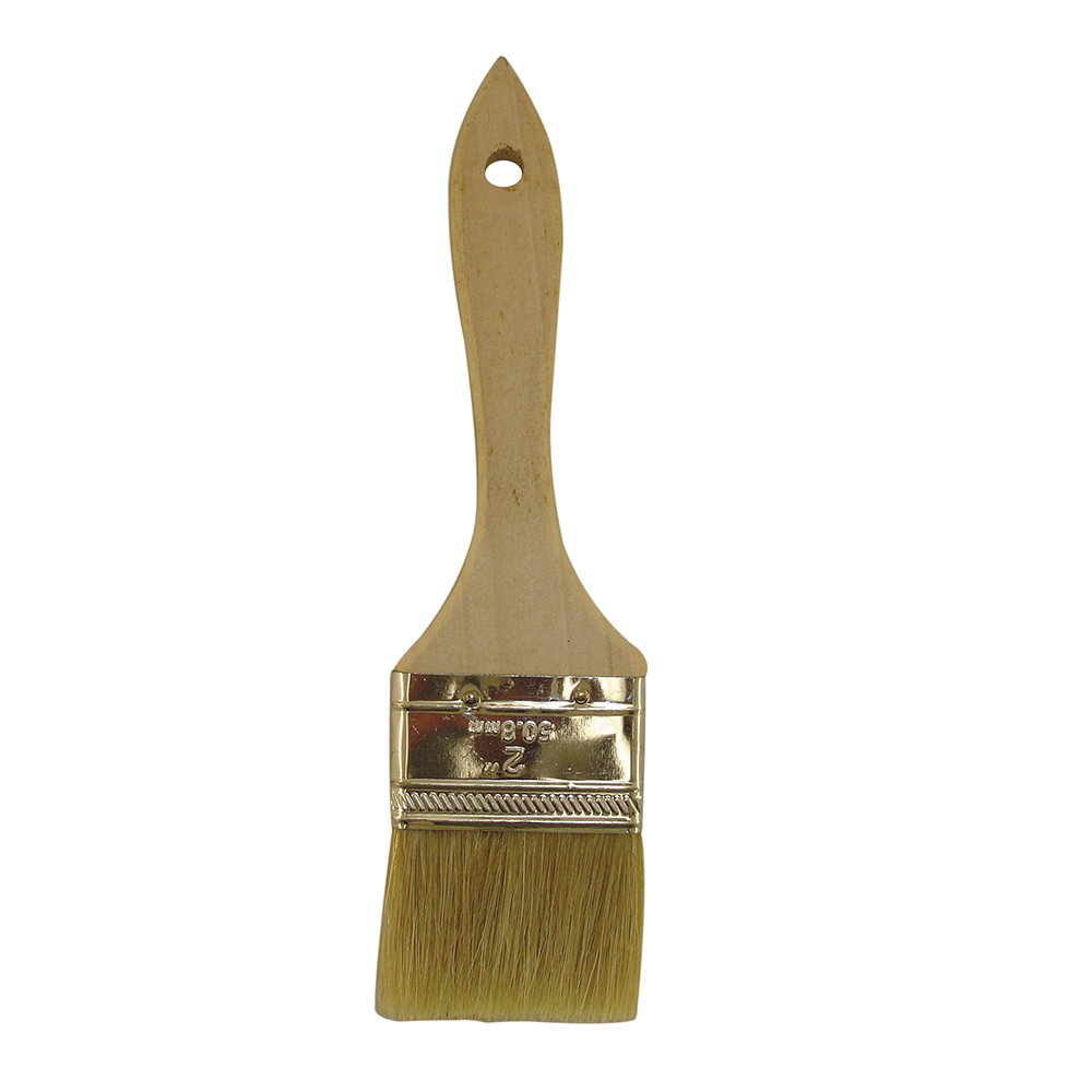 BRAXTON HARRIS MB2 Mini-Chip Brush, 2 in W Brush, Pure White Bristle, Wood Handle