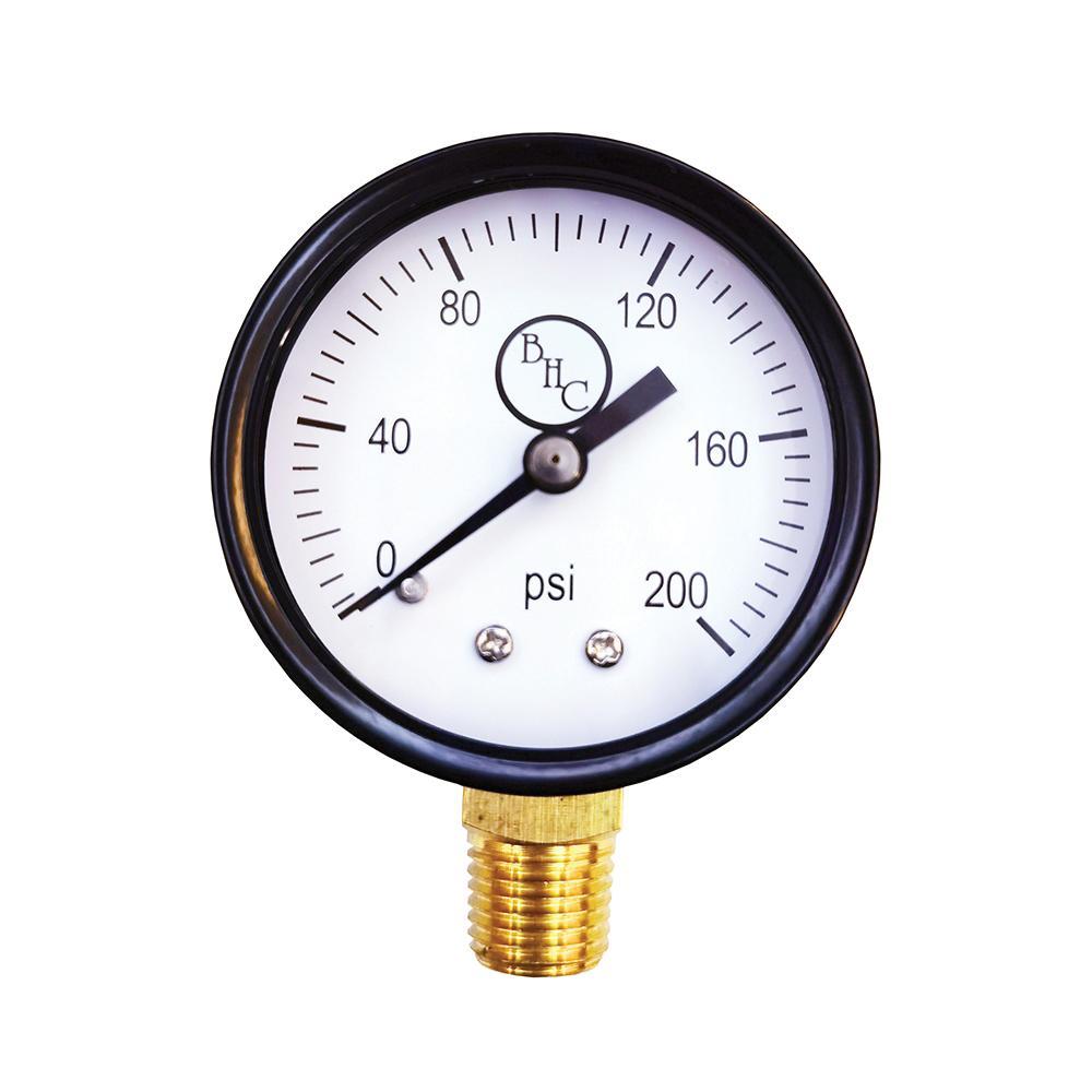 The American Granby IPG2002-4L Pressure Gauge, 0 to 200 lb, 2 inch x 1/4 inch Lower